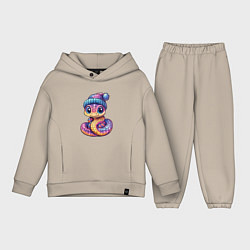 Детский костюм оверсайз Милая змейка 2025 год, цвет: миндальный