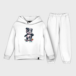 Детский костюм оверсайз Cool panda on a skateboard - extreme, цвет: белый