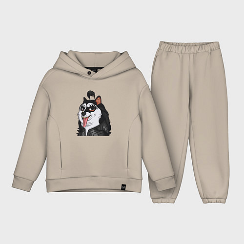 Детский костюм оверсайз NFT Doge - Kiss / Миндальный – фото 1