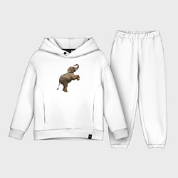 Детский костюм оверсайз Слон стоит на двух ногах, цвет: белый