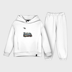 Детский костюм оверсайз Ретрофутуристический летающий грузовик Milk, цвет: белый