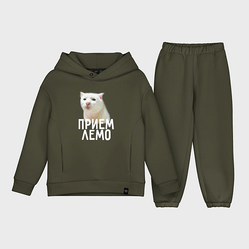 Детский костюм оверсайз Приемлемо котик / Хаки – фото 1
