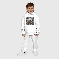 Детский костюм оверсайз Череп в цветах мозаика, цвет: белый — фото 2