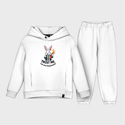 Детский костюм оверсайз Кролик с динамитом - Trust me im an engineer, цвет: белый