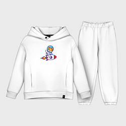 Детский костюм оверсайз Собачка на ракете, цвет: белый