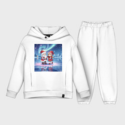 Детский костюм оверсайз Дед Мороз и Снегурочка: новогодний танец на льду, цвет: белый