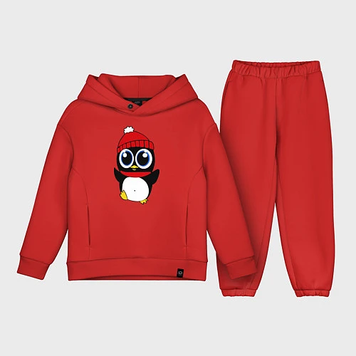 Детский костюм оверсайз Удивленный пингвинчик / Красный – фото 1