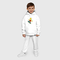 Детский костюм оверсайз Барт на скейте, цвет: белый — фото 2