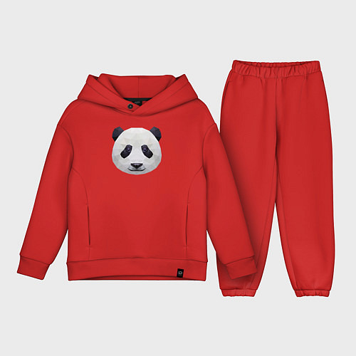 Детский костюм оверсайз Полигональная панда / Красный – фото 1