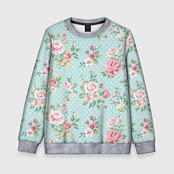 Свитшот детский Цветы ретро 1, цвет: 3D-меланж