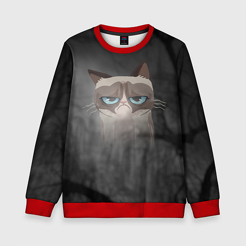 Детский свитшот Grumpy Cat / 3D-Красный – фото 1