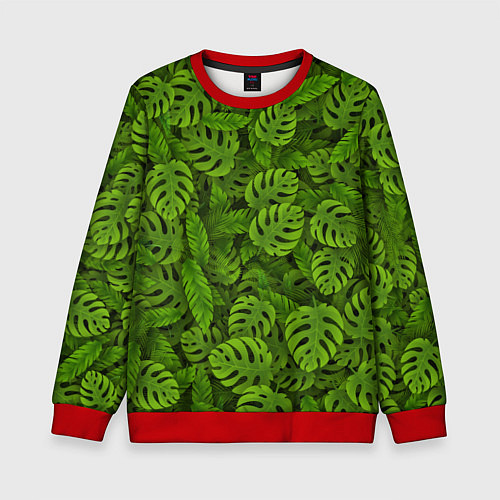 Детский свитшот Тропические листья / 3D-Красный – фото 1