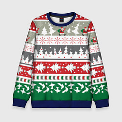 Свитшот детский Новогодний орнамент, цвет: 3D-синий
