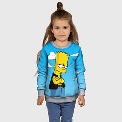 Свитшот детский Задумчивый Барт, цвет: 3D-меланж — фото 2