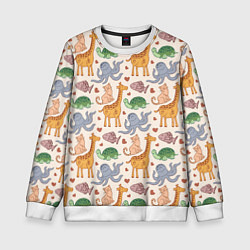 Свитшот детский Летние зверьки, цвет: 3D-белый