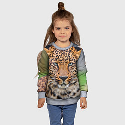 Свитшот детский Грустный леопард, цвет: 3D-меланж — фото 2