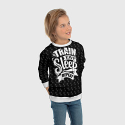 Свитшот детский Train Eat Sleep Repeat, цвет: 3D-белый — фото 2