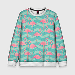 Свитшот детский Flamingo Pattern, цвет: 3D-белый