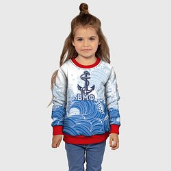 Свитшот детский ВМФ: морские волны, цвет: 3D-красный — фото 2