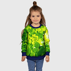 Свитшот детский Зелёные листья, цвет: 3D-синий — фото 2