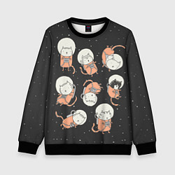 Свитшот детский Космические котики, цвет: 3D-черный