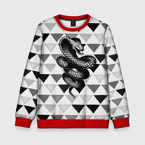 Детский свитшот Snake Geometric / 3D-Красный – фото 1