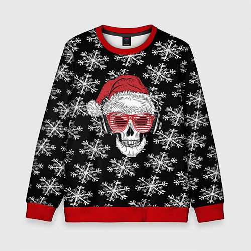 Детский свитшот Santa Skull хипстер / 3D-Красный – фото 1