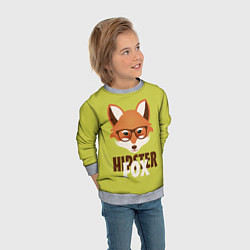 Свитшот детский Hipster Fox, цвет: 3D-меланж — фото 2
