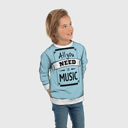 Свитшот детский All you need is music, цвет: 3D-белый — фото 2