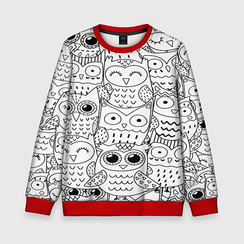 Детский свитшот Совушки: узор / 3D-Красный – фото 1
