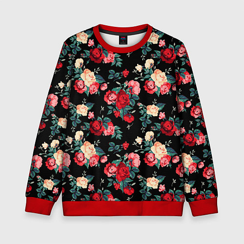 Детский свитшот Кустовые розы / 3D-Красный – фото 1