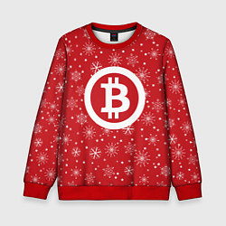 Свитшот детский Bitcoin: New Year, цвет: 3D-красный