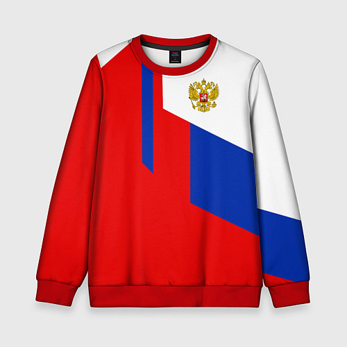 Детский свитшот Russia: Geometry Tricolor / 3D-Красный – фото 1