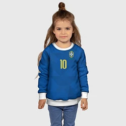 Свитшот детский Сборная Бразилии: Неймар ЧМ-2018 гостевая, цвет: 3D-белый — фото 2