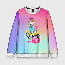 Свитшот детский SUPER GIRL, цвет: 3D-белый