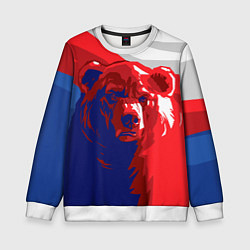 Свитшот детский Российский медведь, цвет: 3D-белый