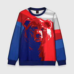 Свитшот детский Российский медведь, цвет: 3D-синий