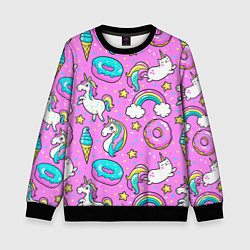 Свитшот детский Сказочные единороги, цвет: 3D-черный