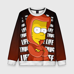 Свитшот детский Bart: Thug Life, цвет: 3D-белый