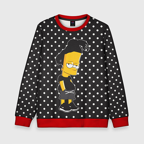 Детский свитшот Барт с дредами / 3D-Красный – фото 1