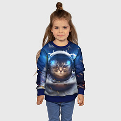 Свитшот детский Кот-космонавт, цвет: 3D-синий — фото 2