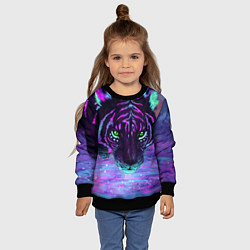Свитшот детский Неоновый тигр, цвет: 3D-черный — фото 2