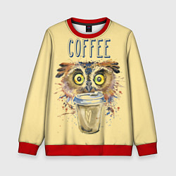 Свитшот детский Owls like coffee, цвет: 3D-красный
