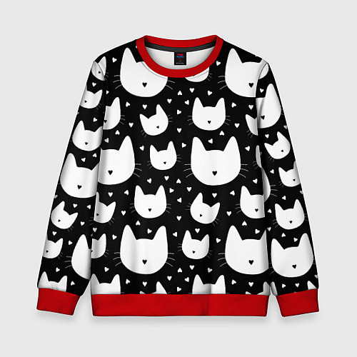 Детский свитшот Love Cats Pattern / 3D-Красный – фото 1