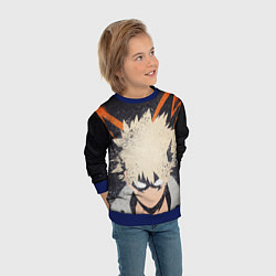 Свитшот детский KATSUKI BAKUGOU рыжее из головы, цвет: 3D-синий — фото 2