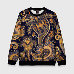 Свитшот детский Орнамент пейсли - золотой, цвет: 3D-черный