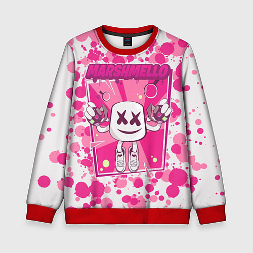 Детский свитшот Marshmello: Pink Fashion / 3D-Красный – фото 1