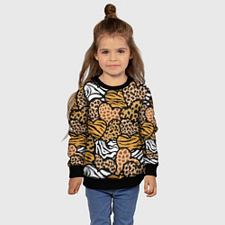 Свитшот детский Сердца из шкур африканских животных, цвет: 3D-черный — фото 2