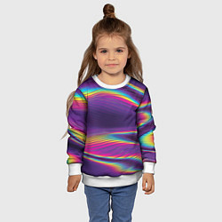 Свитшот детский Разноцветные волнообразные, цвет: 3D-белый — фото 2
