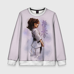 Свитшот детский Кёкусинкай девушка, цвет: 3D-белый